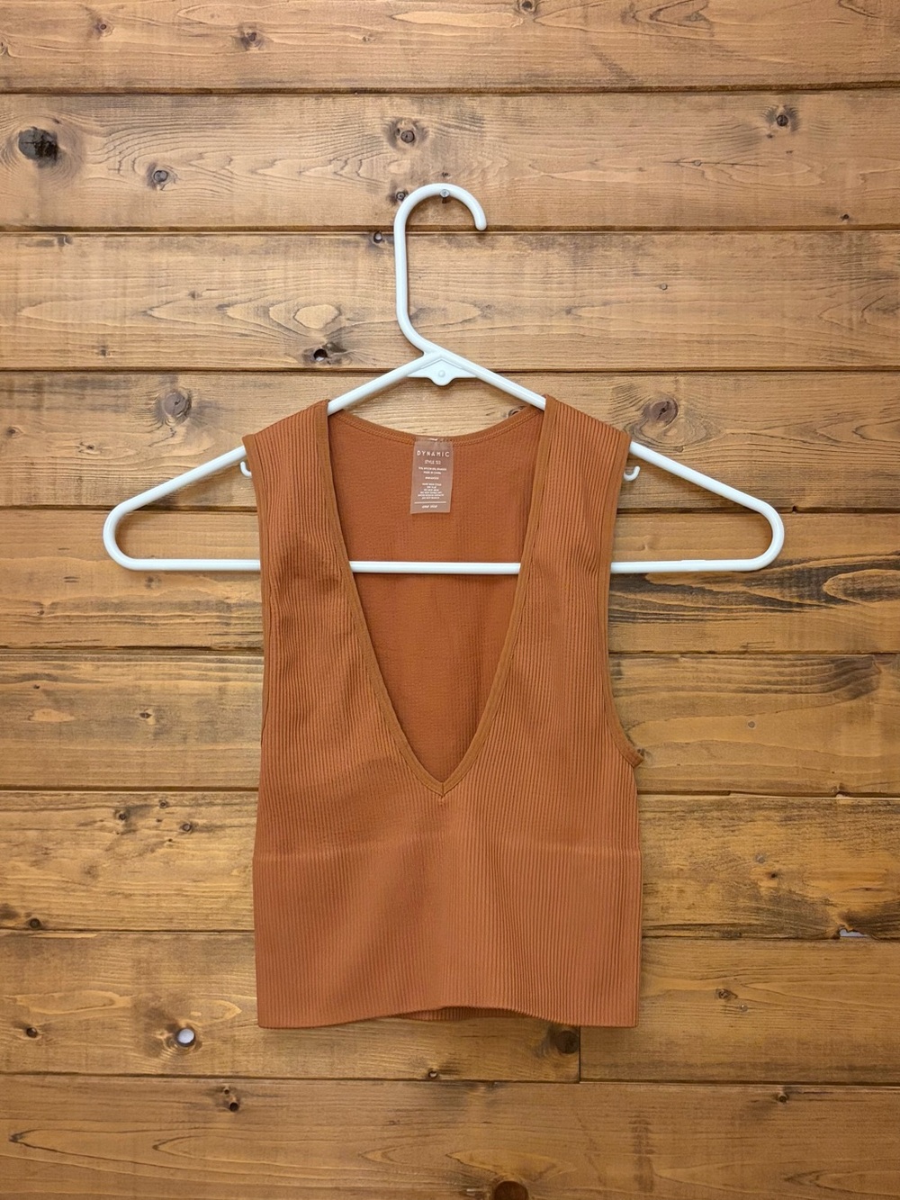 Everlane Ribbed V-Neck Crop Tank - Rust Brown